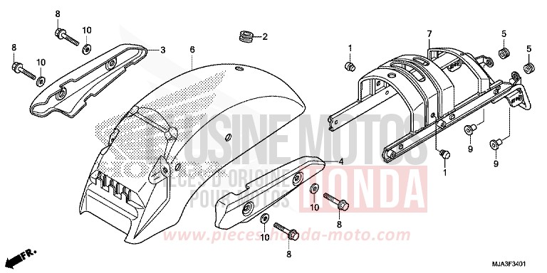 REAR FENDER (VT750C2S) for Shadow GLINT WAVE BLUE METALLIC (B197) from 2013