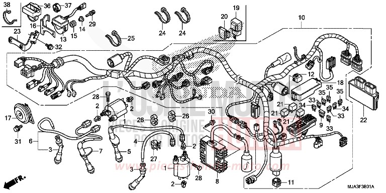 WIRE HARNESS (VT750CS/C2S) for Shadow GLINT WAVE BLUE METALLIC (B197) from 2013