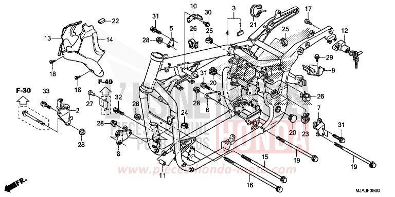 FRAME BODY (VT750C/C2S/CA/CS) for Shadow GLINT WAVE BLUE METALLIC (B197) from 2013