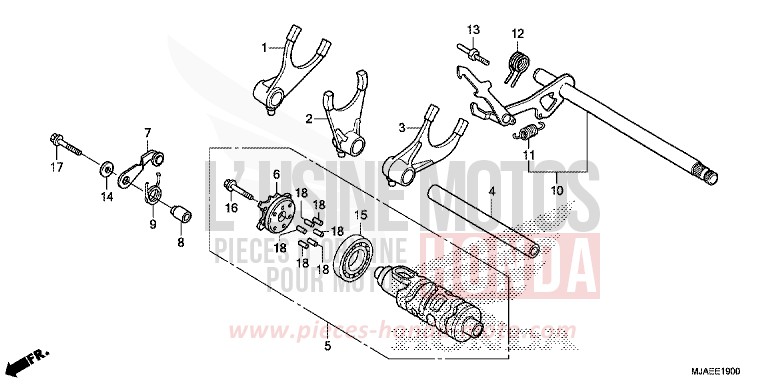GEAR SHIFT DRUM for Shadow GLINT WAVE BLUE METALLIC (B197) from 2014