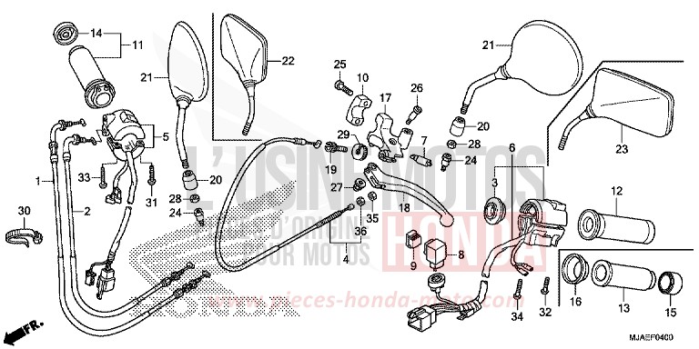HANDLE LEVER/SWITCH/CABLE for Shadow GLINT WAVE BLUE METALLIC (B197) from 2014