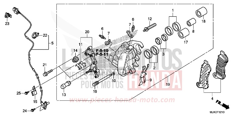 FRONT BRAKE CALIPER (VT750CS/C2S) for Shadow GLINT WAVE BLUE METALLIC (B197) from 2014