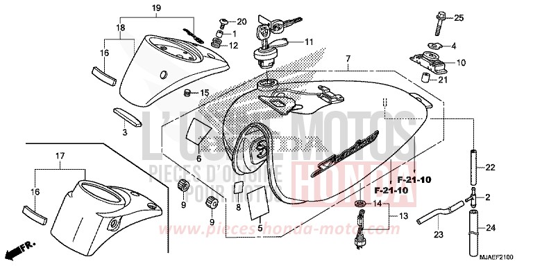 FUEL TANK (VT750CS/C2B/C2S/C) for Shadow GLINT WAVE BLUE METALLIC (B197) from 2014