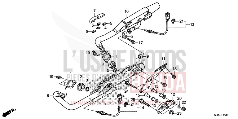EXHAUST MUFFLER (VT750CS/C2B/C2S/C) for Shadow GLINT WAVE BLUE METALLIC (B197) from 2014