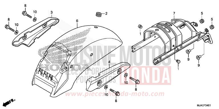 REAR FENDER (VT750C2B/C2S) for Shadow GLINT WAVE BLUE METALLIC (B197) from 2014