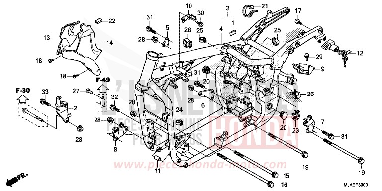 FRAME BODY (VT750CS/C2B/C2S/C) for Shadow GLINT WAVE BLUE METALLIC (B197) from 2014