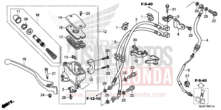 FRONT BRAKE MASTER CYLINDER (VT750C2S) for Shadow GRAPHITE BLACK (NHB01) from 2014