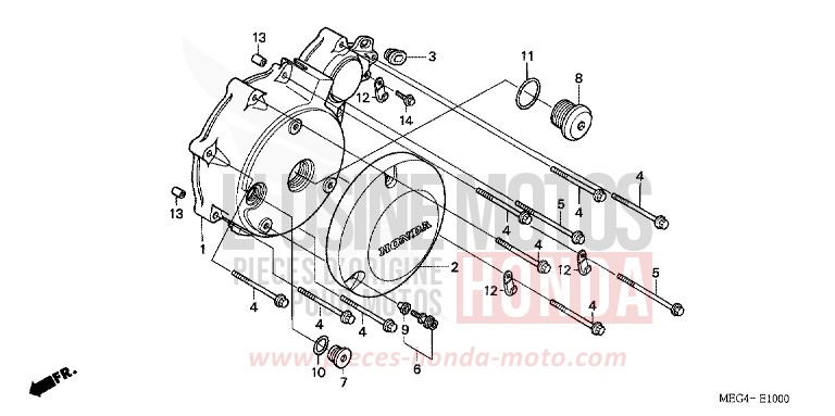 LEFT CRANKCASE COVER for Shadow BLACK (NH1) from 2004