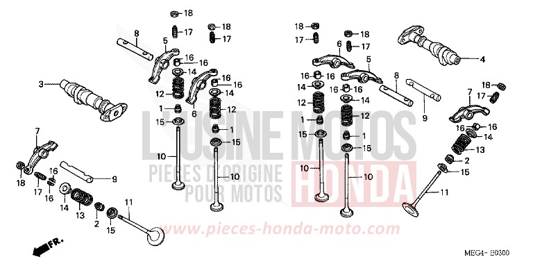 CAMSHAFT/VALVE for Shadow CANDY WINE BERRY RED-U (R114) from 2004