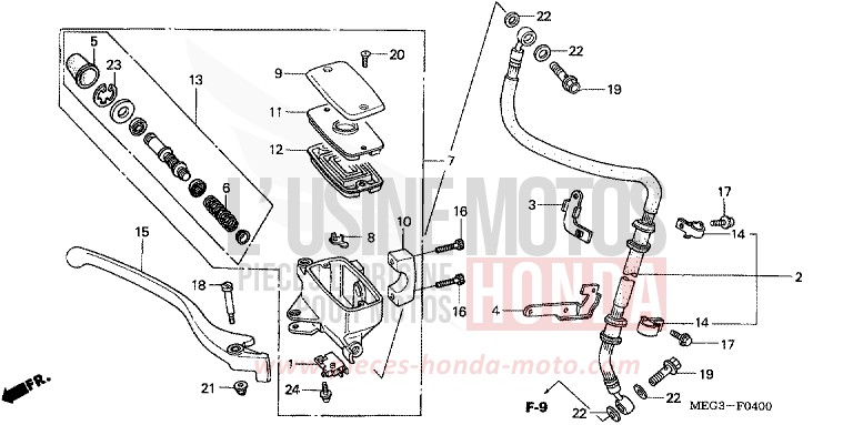 FR. BRAKE MASTER CYLINDER for Shadow CANDY WINE BERRY RED-U (R114) from 2004