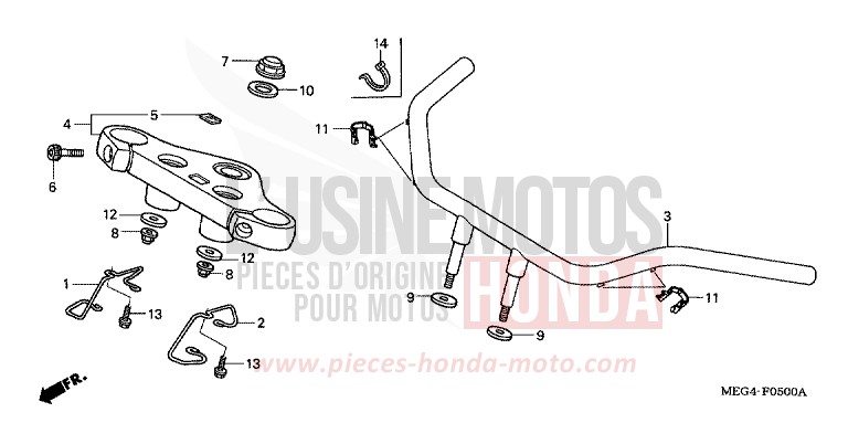 HANDLE PIPE/TOP BRIDGE for Shadow CANDY WINE BERRY RED-U (R114) from 2004