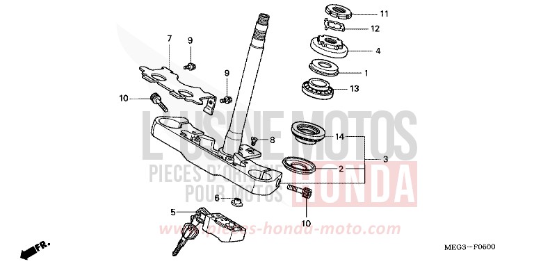 STEERING STEM for Shadow CANDY WINE BERRY RED-U (R114) from 2004