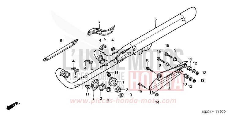EXHAUST MUFFLER for Shadow CANDY WINE BERRY RED-U (R114) from 2004