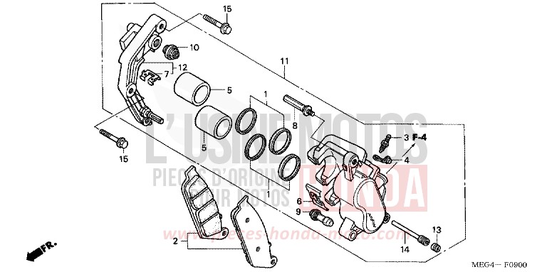 FRONT BRAKE CALIPER for Shadow CANDY RUBIDIUM RED (R300) from 2005