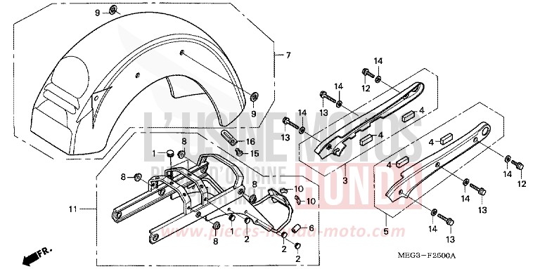 REAR FENDER/GRAB RAIL for Shadow CANDY RUBIDIUM RED (R300) from 2005