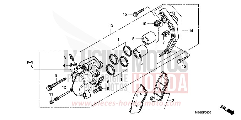 FRONT BRAKE CALIPER for Shadow GRAPHITE BLACK (NHB01A) from 2008