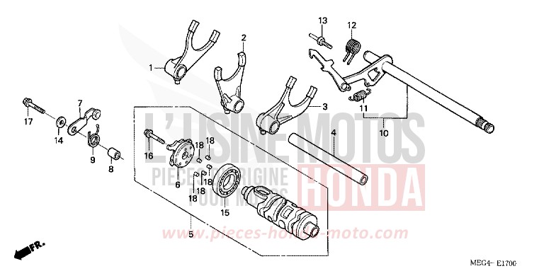GEARSHIFT DRUM for Shadow TITANIUM METALLIC (YR183BA) from 2007
