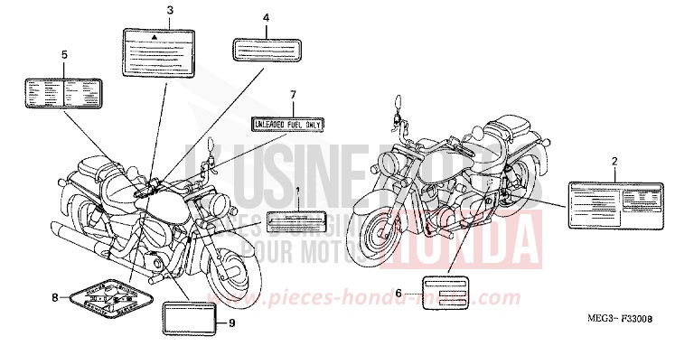 CAUTION LABEL for Shadow TITANIUM METALLIC (YR183BA) from 2007