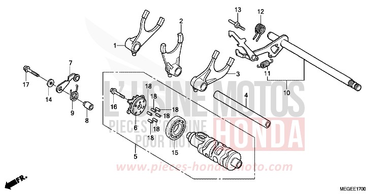 GEARSHIFT DRUM for Shadow CANDY GLORY RED-U (R101) from 2008