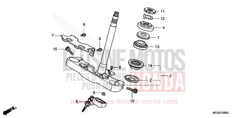 STEERING STEM for Shadow CANDY GLORY RED-U (R101X) from 2008