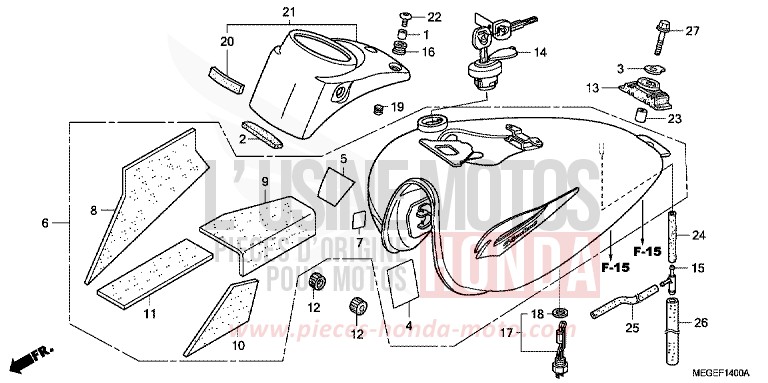 FUEL TANK for Shadow CANDY GLORY RED-U (R101X) from 2008