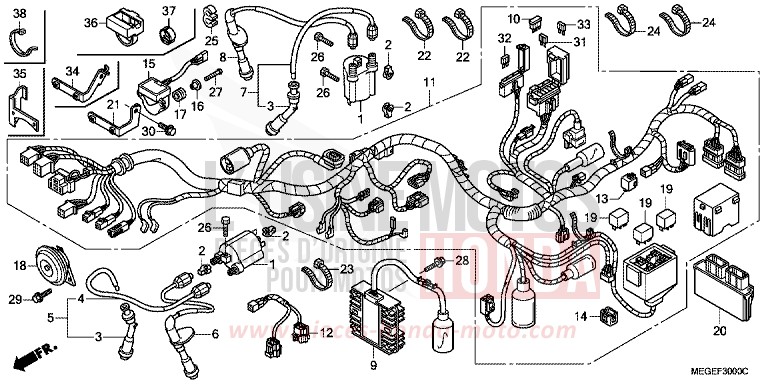 WIRE HARNESS for Shadow CANDY GLORY RED-U (R101X) from 2008
