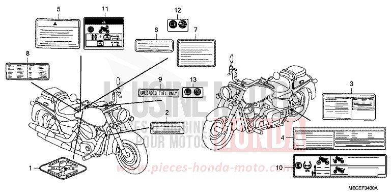 CAUTION LABEL for Shadow CANDY GLORY RED-U (R101XA) from 2008