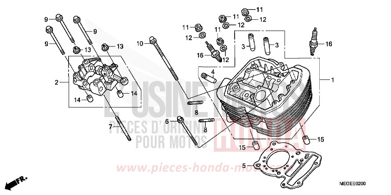FRONT CYLINDER HEAD for Shadow DEGITAL SILVER METALLIC (NHA30B) from 2008