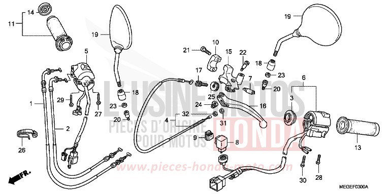 HANDLE SWITCH/CABLE for Shadow DEGITAL SILVER METALLIC (NHA30B) from 2008