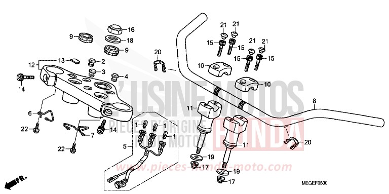 HANDLE PIPE/TOP BRIDGE for Shadow DEGITAL SILVER METALLIC (NHA30B) from 2008