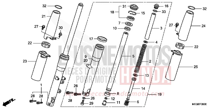 FRONT FORK for Shadow DEGITAL SILVER METALLIC (NHA30B) from 2008