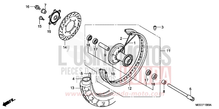 FRONT WHEEL for Shadow DEGITAL SILVER METALLIC (NHA30B) from 2008