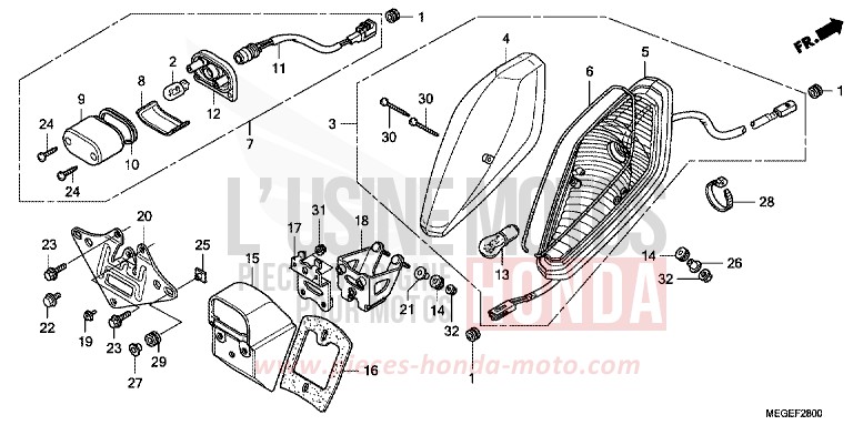 TAILLIGHT for Shadow GRAPHITE BLACK (NHB01X) from 2008