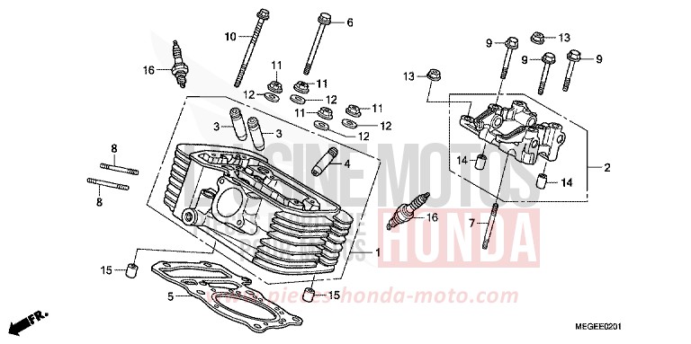 REAR CYLINDER HEAD for Shadow PEARL SPENCER BLUE (PB308EA) from 2009
