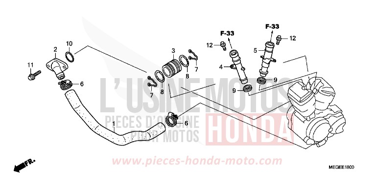 WATER PIPE for Shadow GRAPHITE BLACK (NHB01) from 2010