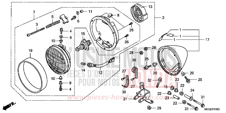 HEADLIGHT for Shadow GRAPHITE BLACK (NHB01) from 2010