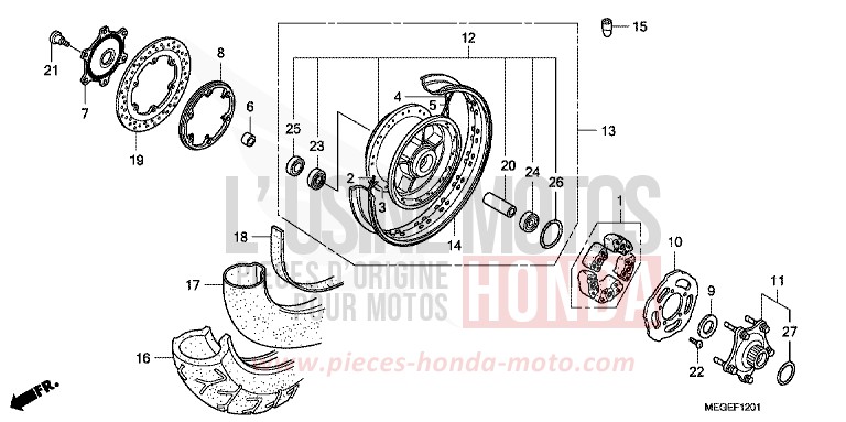 REAR WHEEL (ABS) for Shadow GRAPHITE BLACK (NHB01) from 2010
