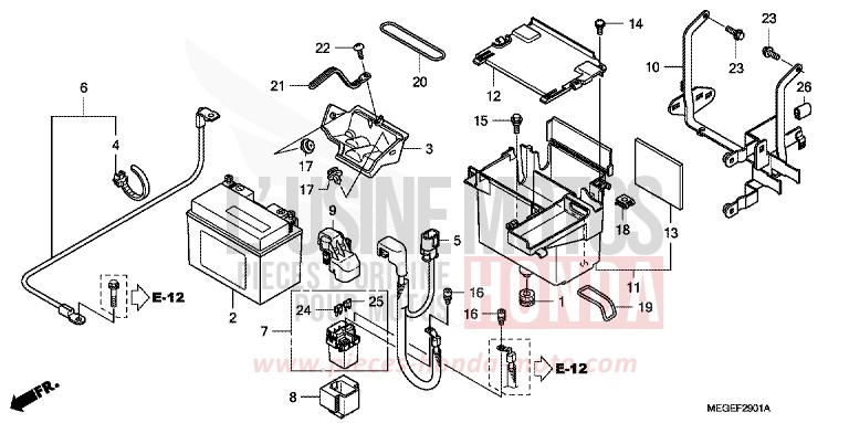 BATTERIA (ABS) per Shadow GRAPHITE BLACK (NHB01) del 2010