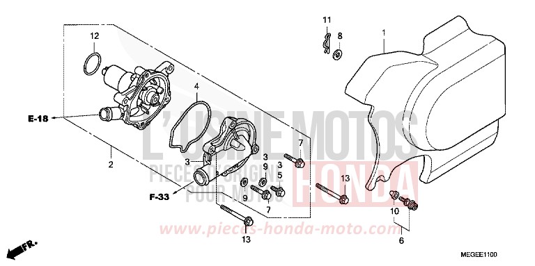 WATER PUMP for Shadow HEAVY GRAY METALLIC-U (NH194TB) from 2010