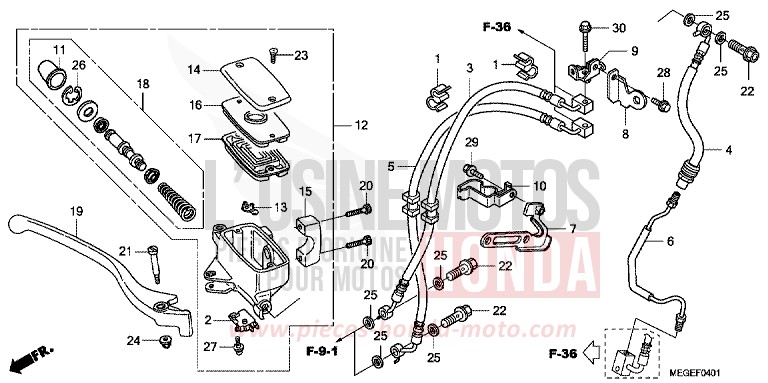 FRONT BRAKE MASTERCYLINDER (ABS) for Shadow HEAVY GRAY METALLIC-U (NH194TB) from 2010