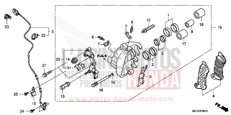 FRONT BRAKE CALIPER (ABS) for Shadow HEAVY GRAY METALLIC-U (NH194TB) from 2010
