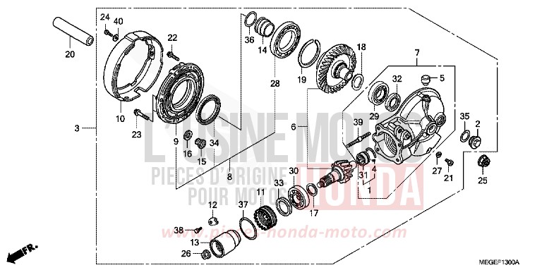 FINAL DRIVEN GEAR for Shadow HEAVY GRAY METALLIC-U (NH194TB) from 2010