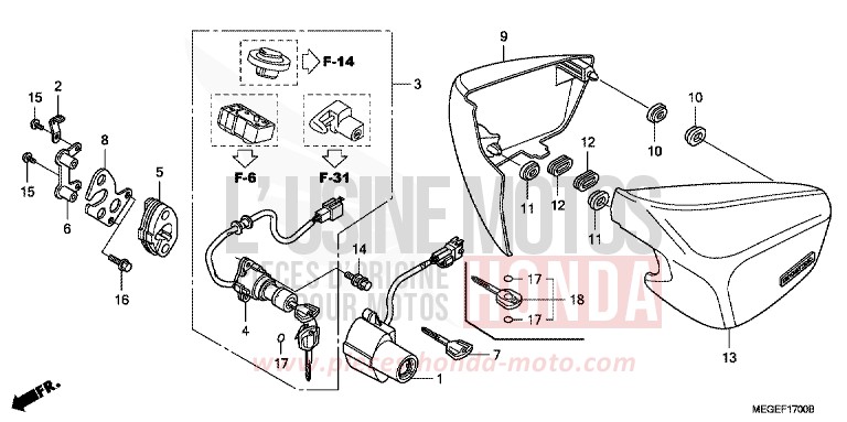 SIDE COVER for Shadow HEAVY GRAY METALLIC-U (NH194TB) from 2010