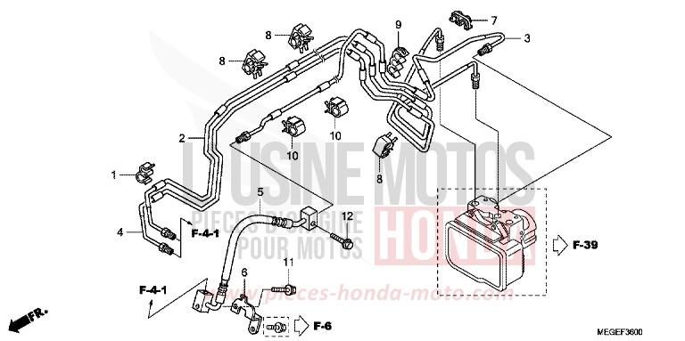 FRONT BRAKE PIPE for Shadow HEAVY GRAY METALLIC-U (NH194TB) from 2010