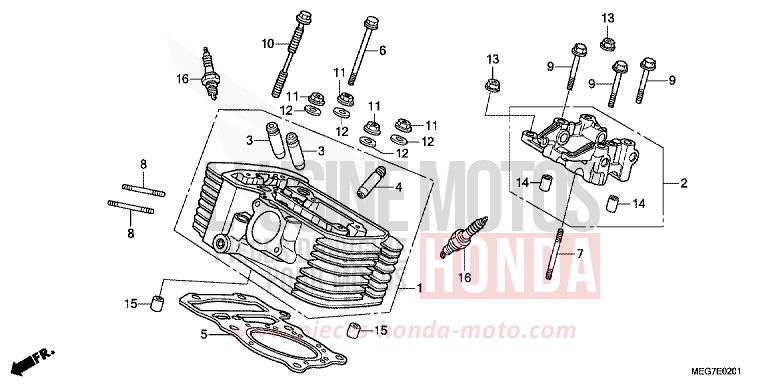 REAR CYLINDER HEAD for Shadow GRAPHITE BLACK (NHB01) from 2012