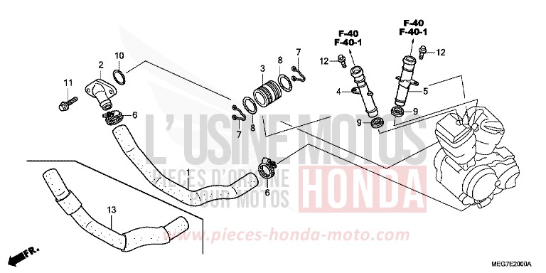 WATER PIPE for Shadow GRAPHITE BLACK (NHB01) from 2012