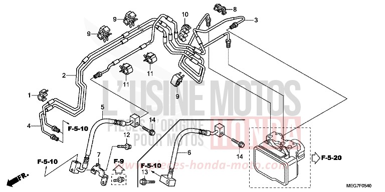 FRONT BRAKE PIPE for Shadow GRAPHITE BLACK (NHB01) from 2012