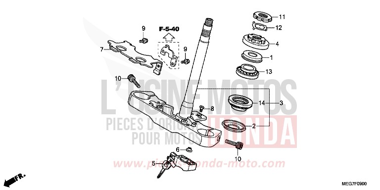STEERING STEM (VT750C2B/CS/C/CA) for Shadow GRAPHITE BLACK (NHB01) from 2012
