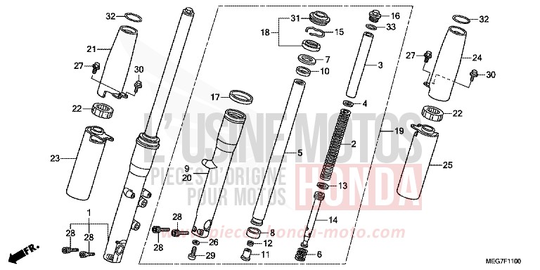 FRONT FORK (VT750C2B/CS/C/CA) for Shadow GRAPHITE BLACK (NHB01) from 2012