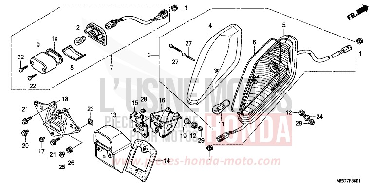 TAILLIGHT (VT750CS/C/CA) for Shadow GRAPHITE BLACK (NHB01) from 2012